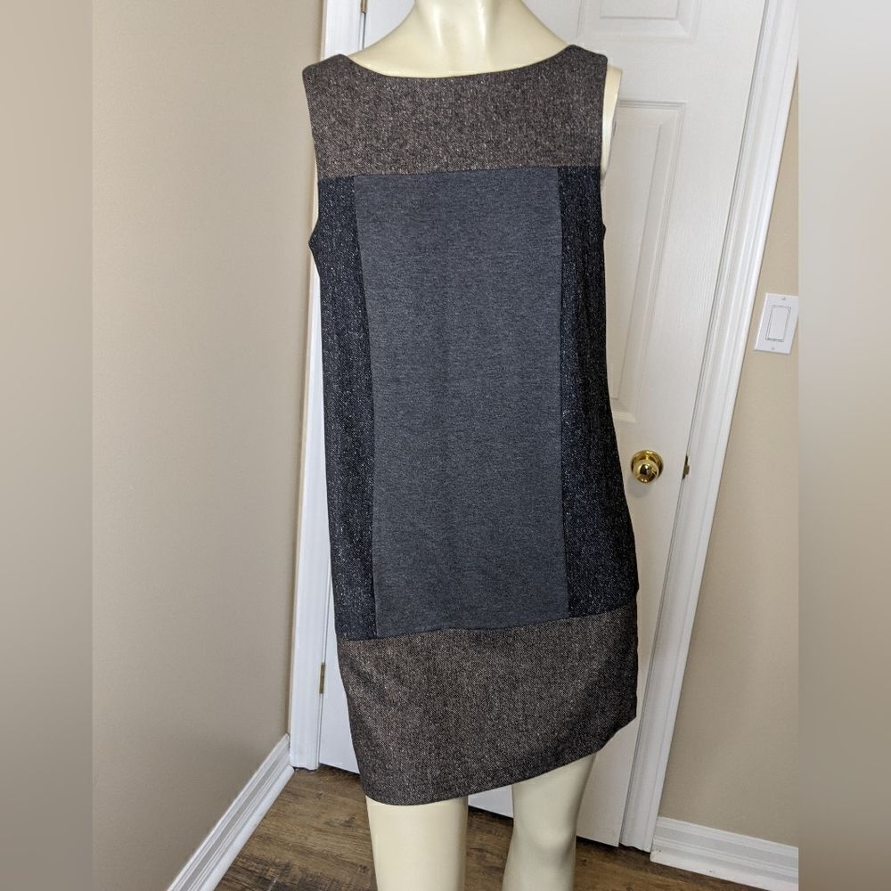 𝅺bailey 44 wool block sleeveless dress gray and brown